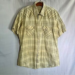 Vintage Western Single Stitch Pearl Snap Short Sleeve Shirt Rockabilly - XL Tall